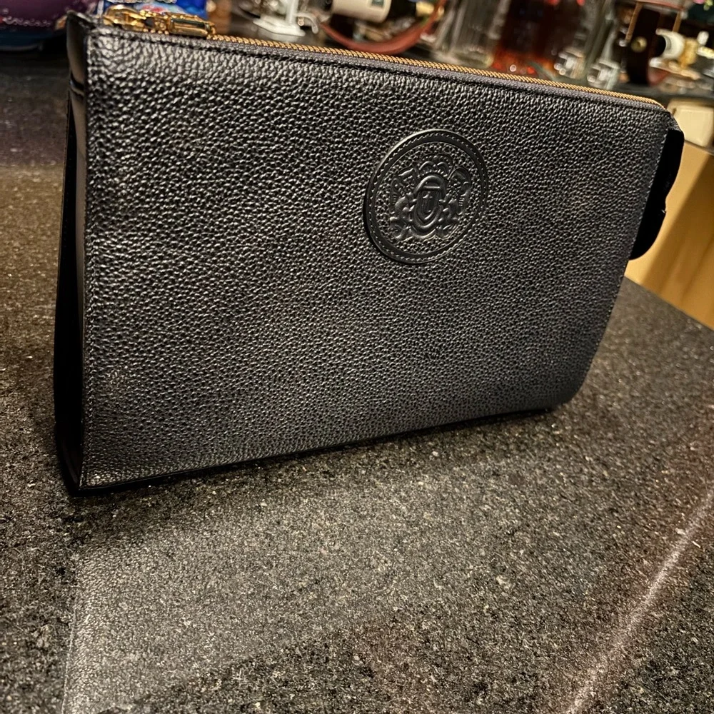 Black Leather Men's Clutch by A. Testoni